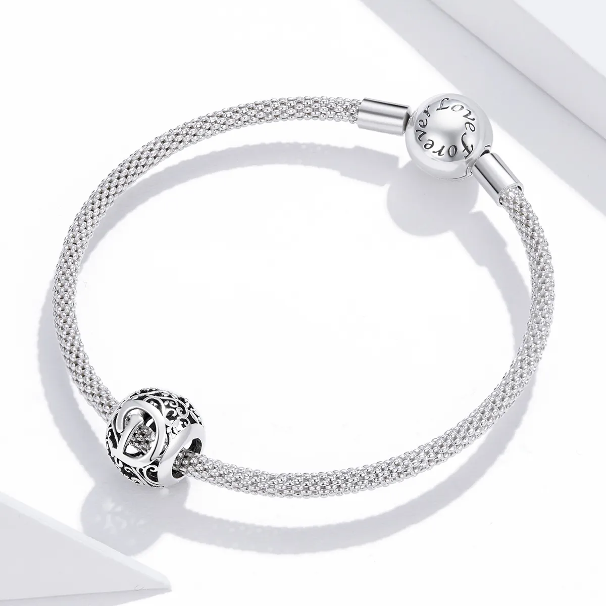 Pandora Style Openwork Flower Letter D Charm - SCC1444-D