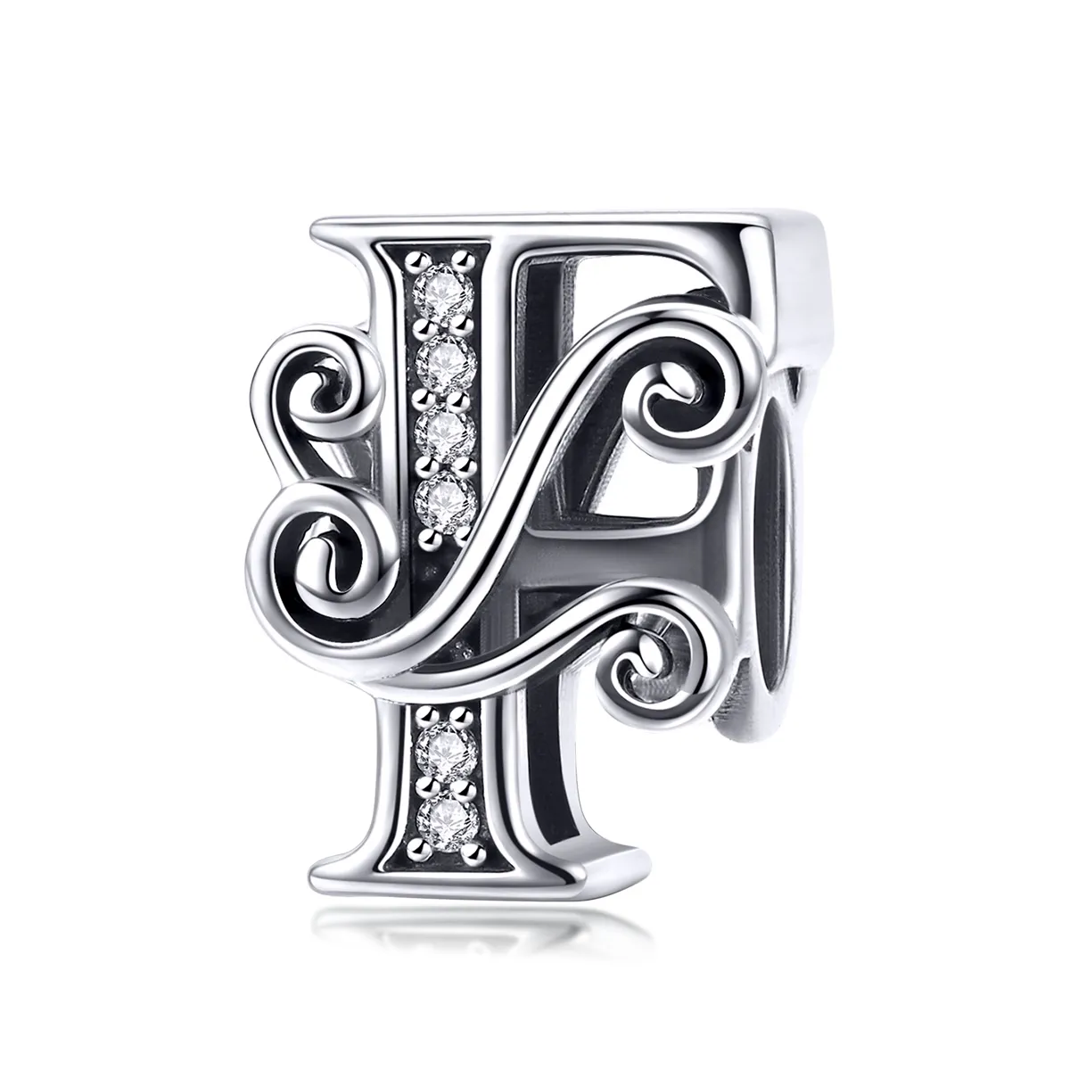 pandora style sparkling pavé flower letter f charm bsc030 f