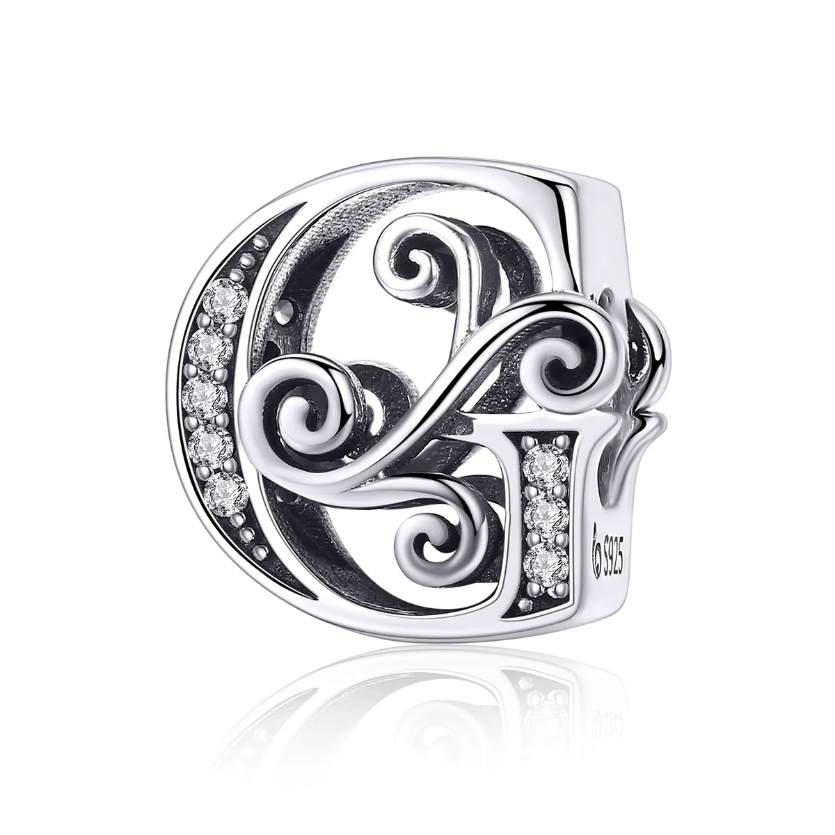 Pandora Style Sparkling Pavé Flower Letter G Charm - BSC030-G