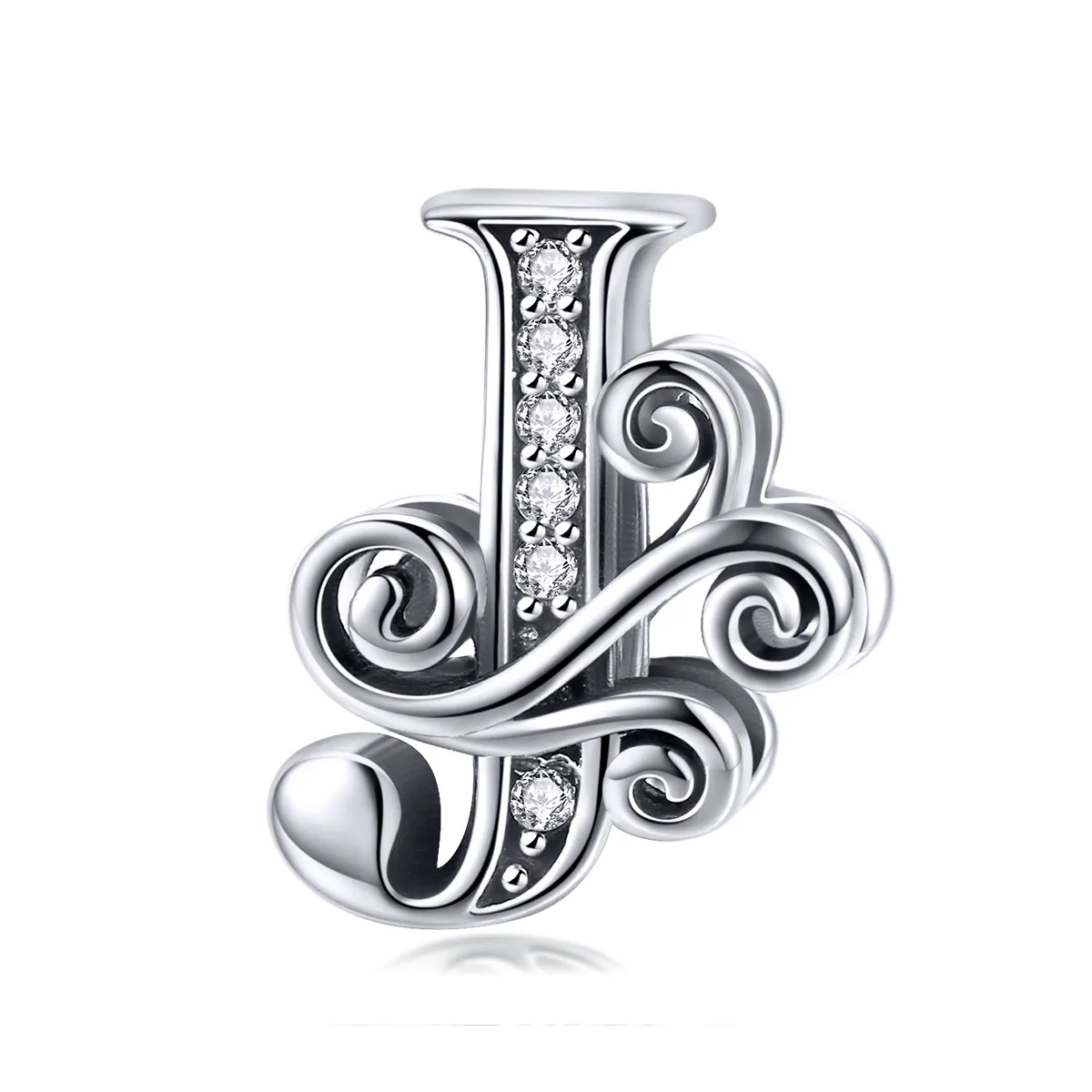 pandora style sparkling pavé flower letter j charm bsc030 j