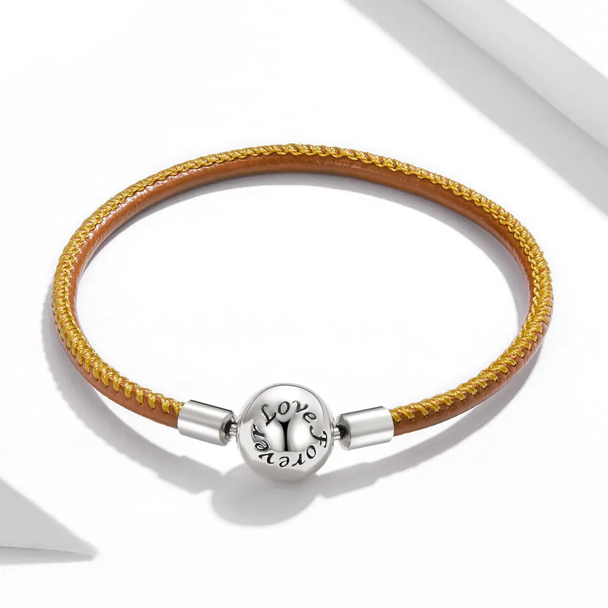 Pandora Style Silver Family Forever Leather bracelet - SCB215