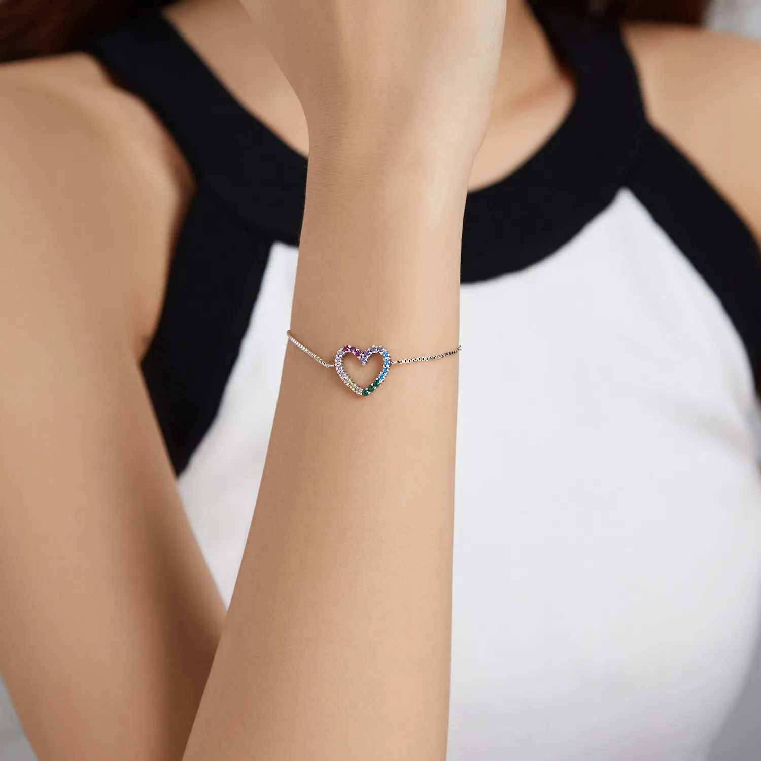 Pandora Style Silver Love of Rainbow bracelet - SCB216