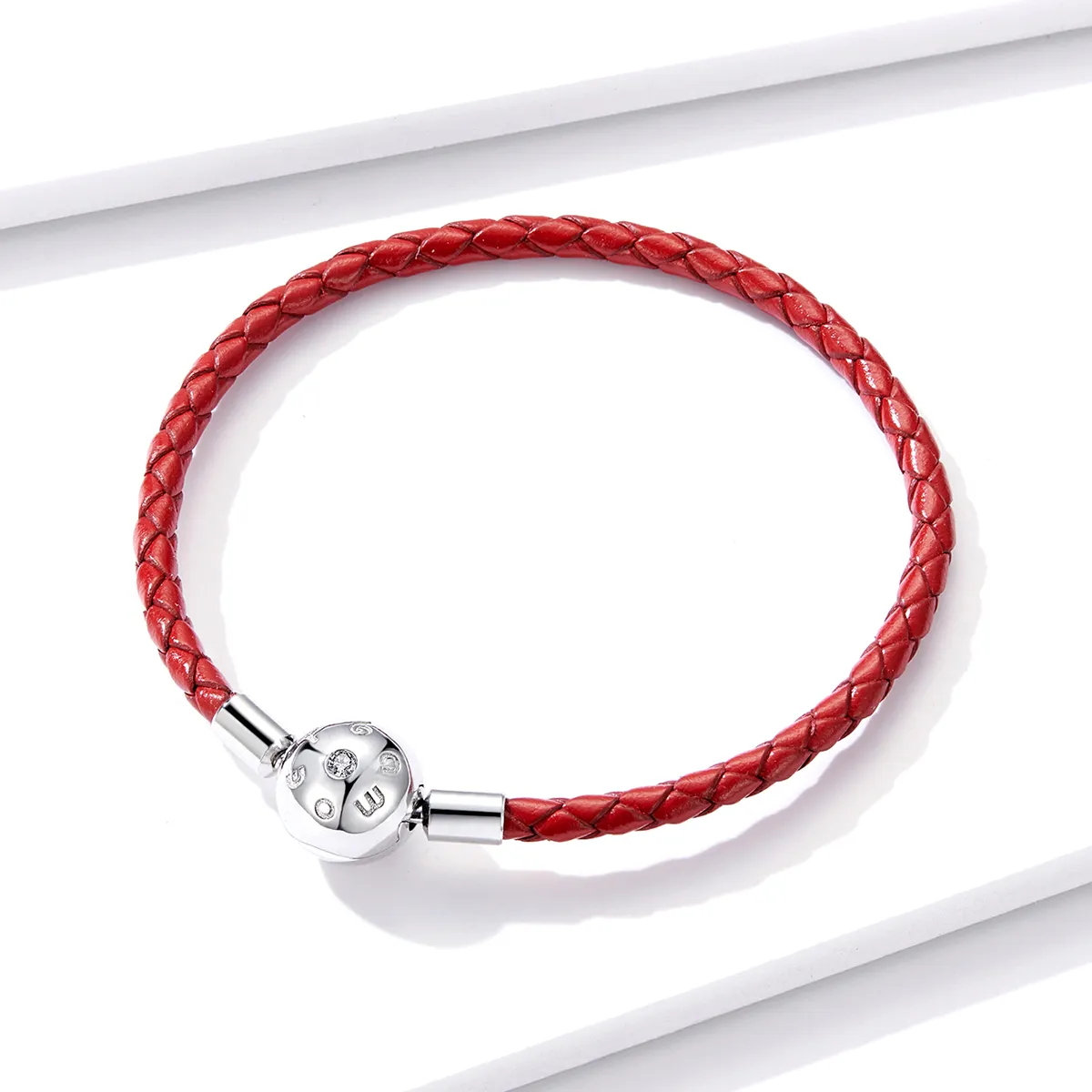 Pandora Style Silver Red Leather Leather bracelet - BSB042