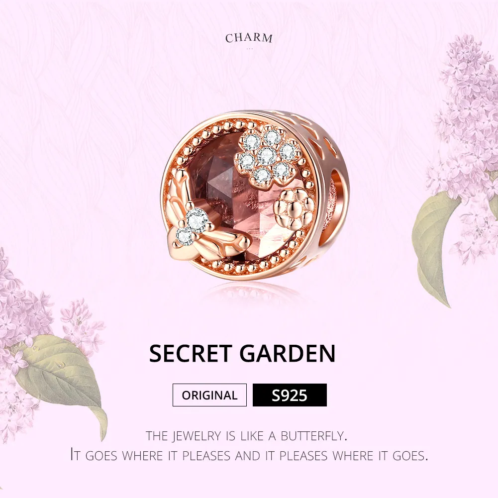 Pandora Style Rose Gold Secret Garden Charm - BSC389