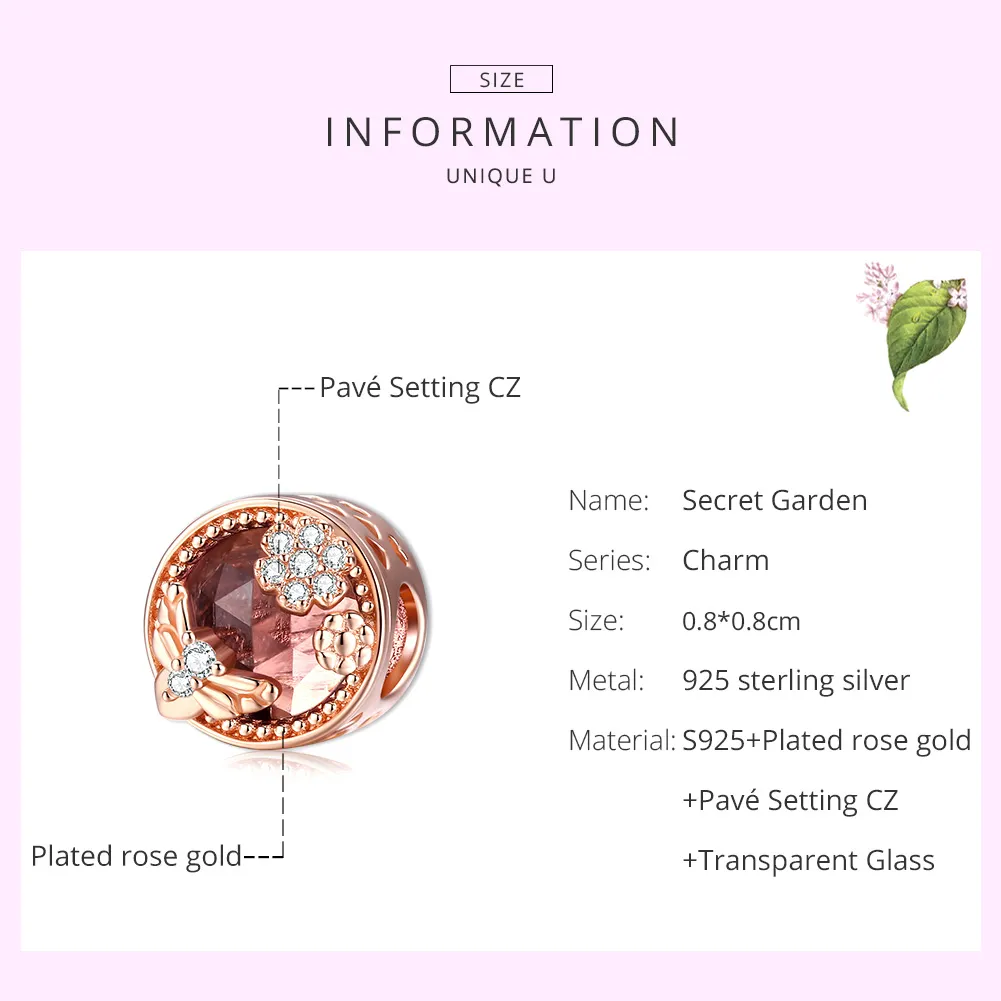 Pandora Style Rose Gold Secret Garden Charm - BSC389
