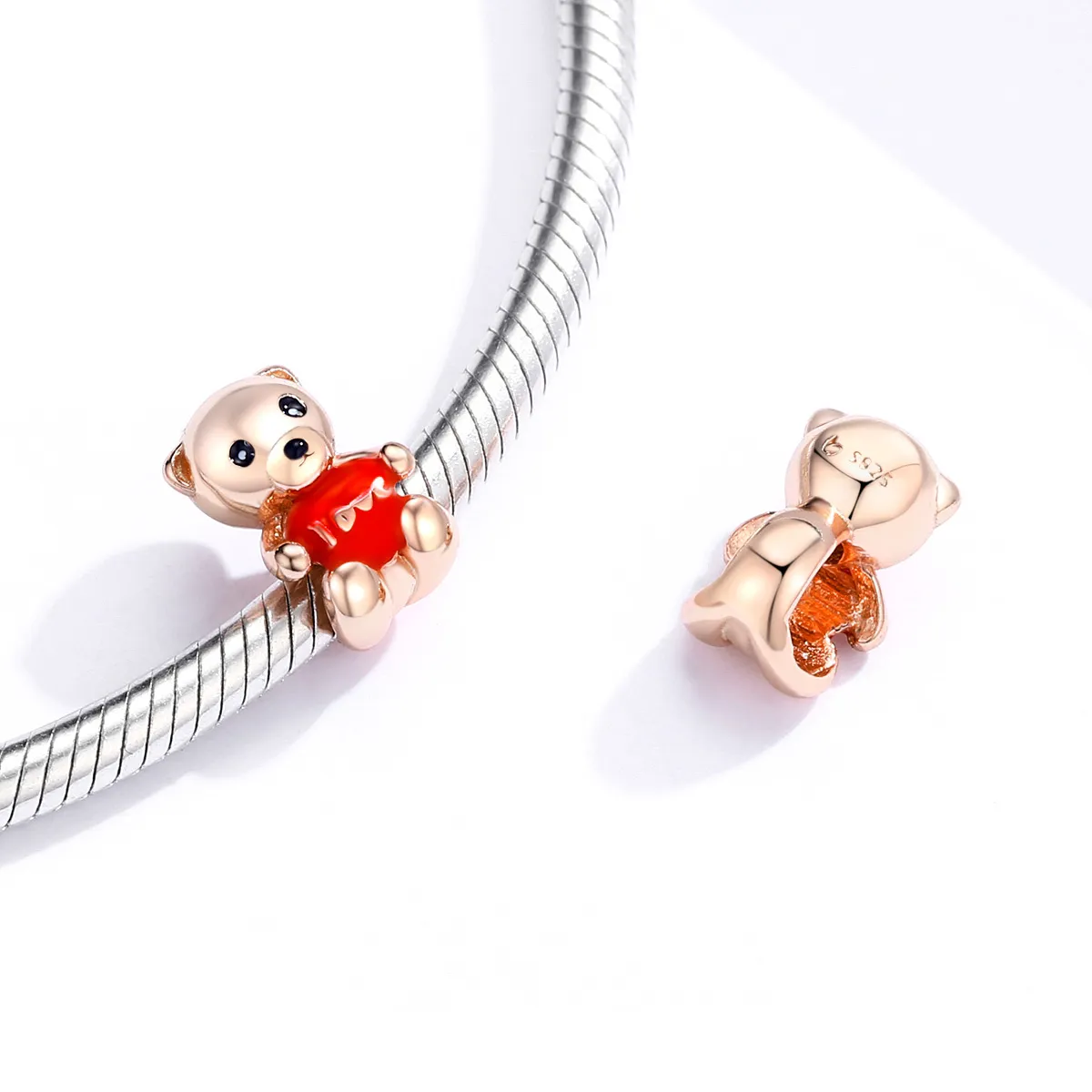 Pandora Style Rose Gold Teddy Bear Charm - BSC228