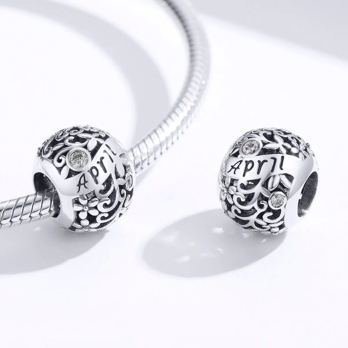 Pandora Style Silver April Birthstone Charm - SCC1385-4