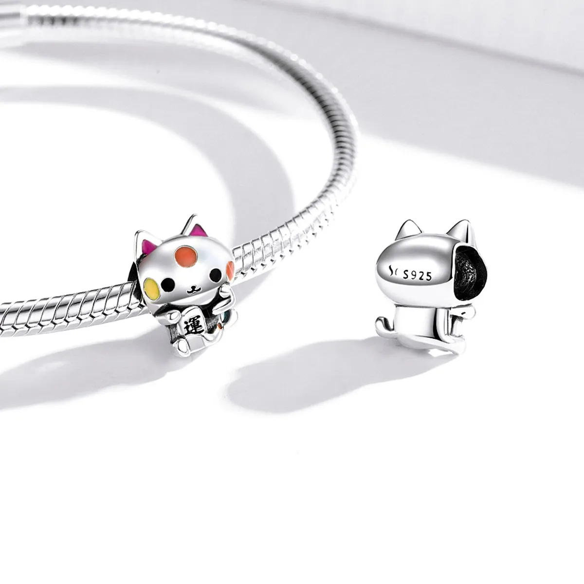 Pandora Style Silver Auspicious Money-Grabbing Cat Charm - SCC1855