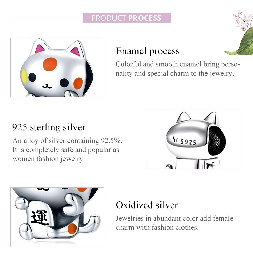 Pandora Style Silver Auspicious Money-Grabbing Cat Charm - SCC1855