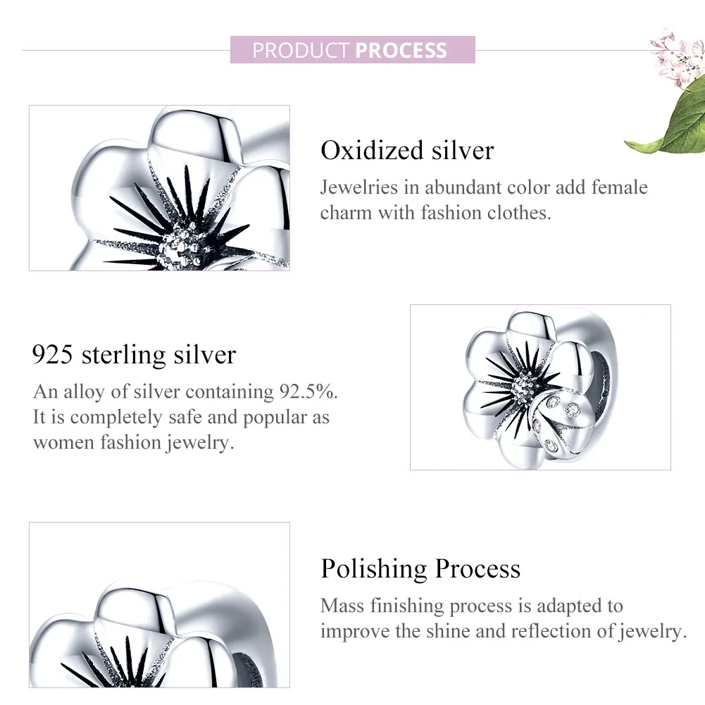 Pandora Style Silver Blooming Flower Charm - SCC1722