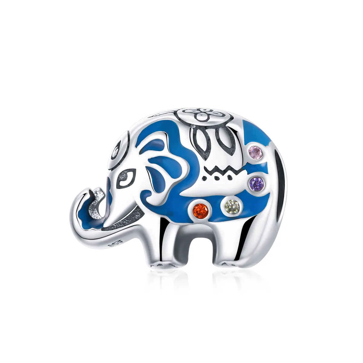 Pandora Style Silver Colorful Lovely Elephant Charm - SCC1821