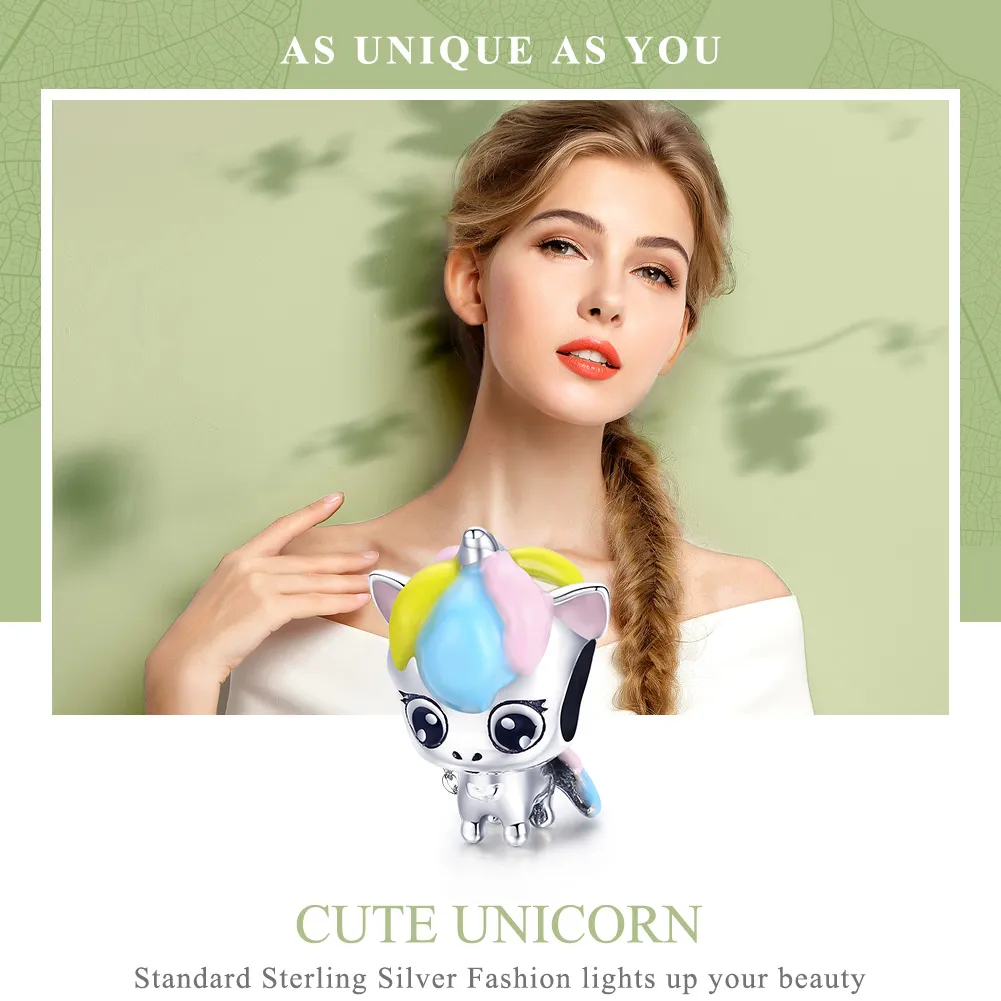 Pandora Style Silver Cute Unicorn Charm - BSC059