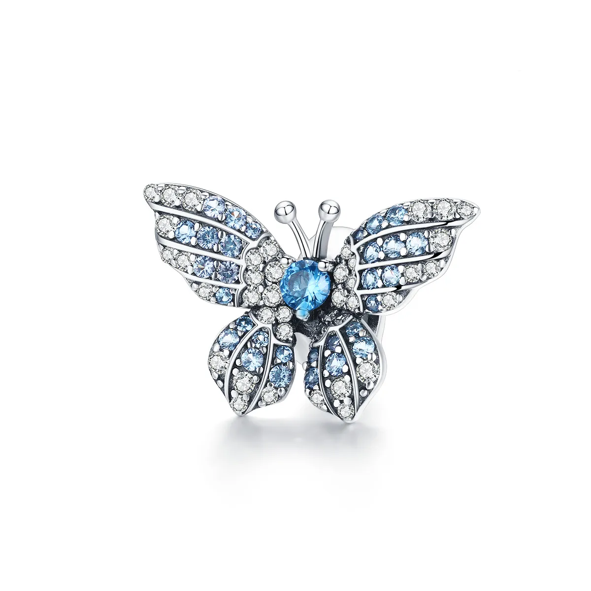 Pandora Style Silver Glitter Butterfly Charm - BSC061
