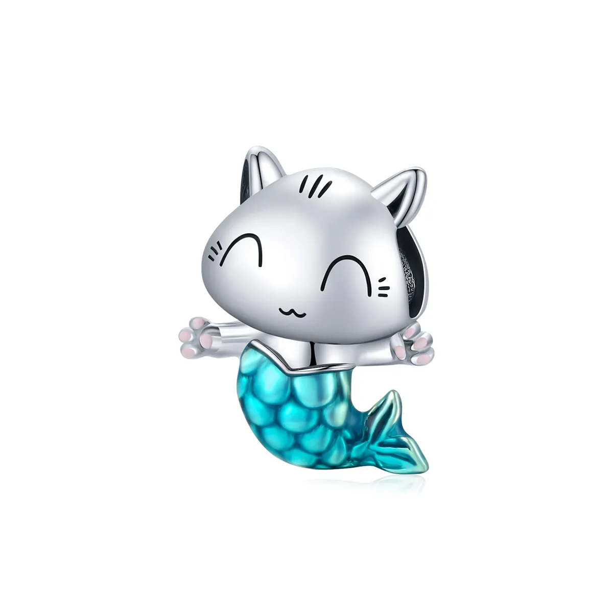 Pandora Style Silver Kitty Mermaid Charm - SCC1852