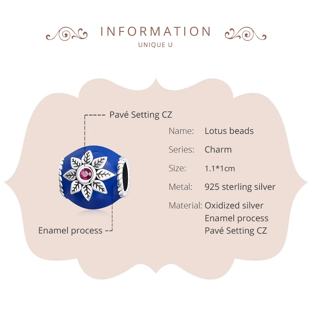 Pandora Style Silver Lotus Charm - SCC1822