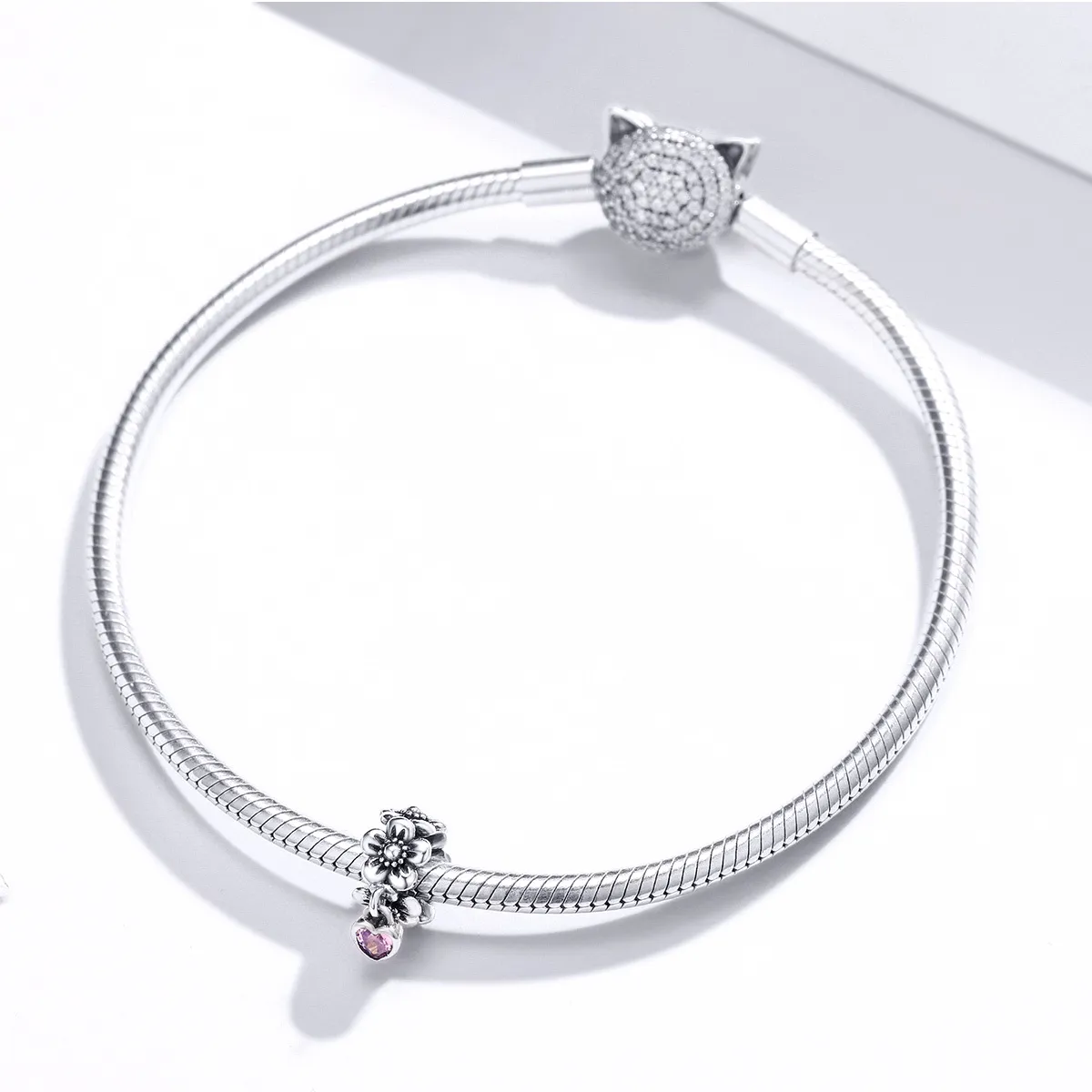 Pandora Style Silver Love Flower Charm - SCC1485
