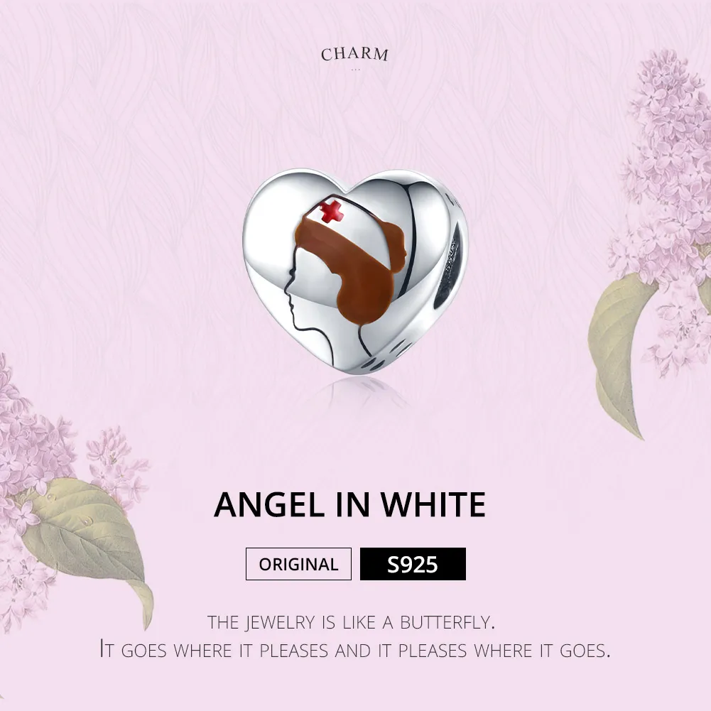 Pandora Style Silver Medical Angel In White Nurse Charm - SCC1547