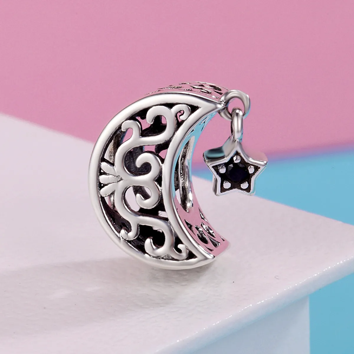 Pandora Style Silver Moon And Star Charm - SCC483