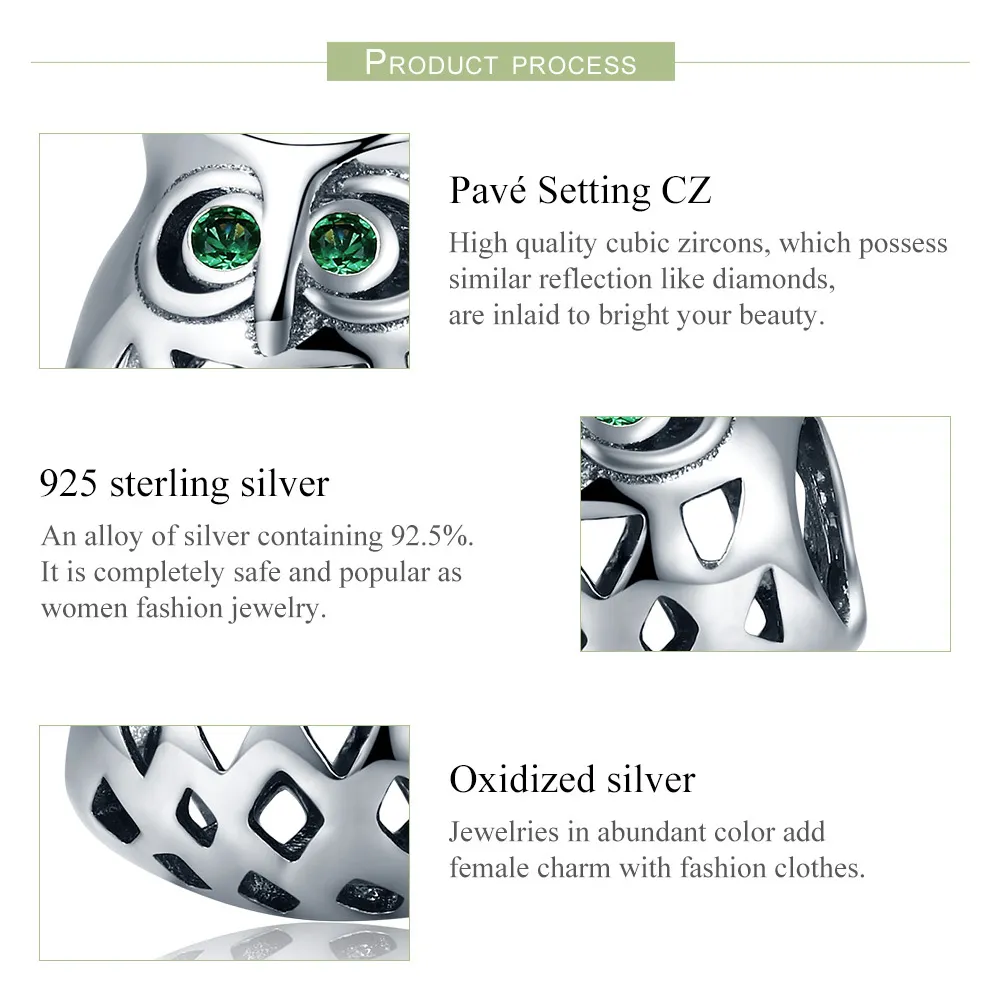 Pandora Style Silver Owl Charm - SCC424