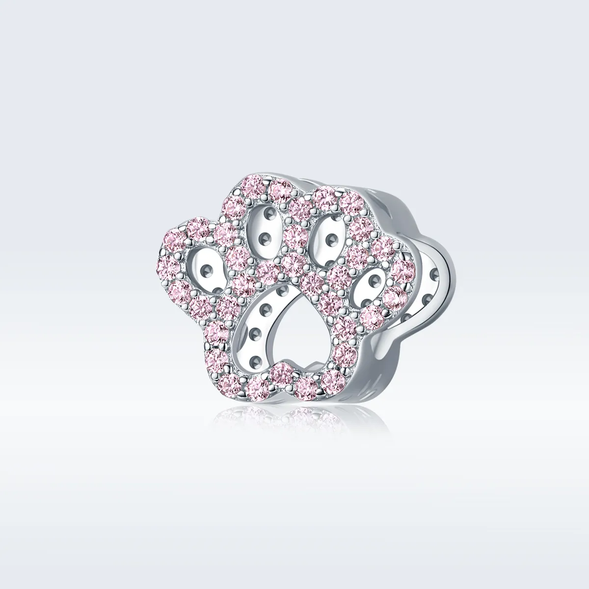 Pandora Style Silver Pink Paw Charm - BSC164