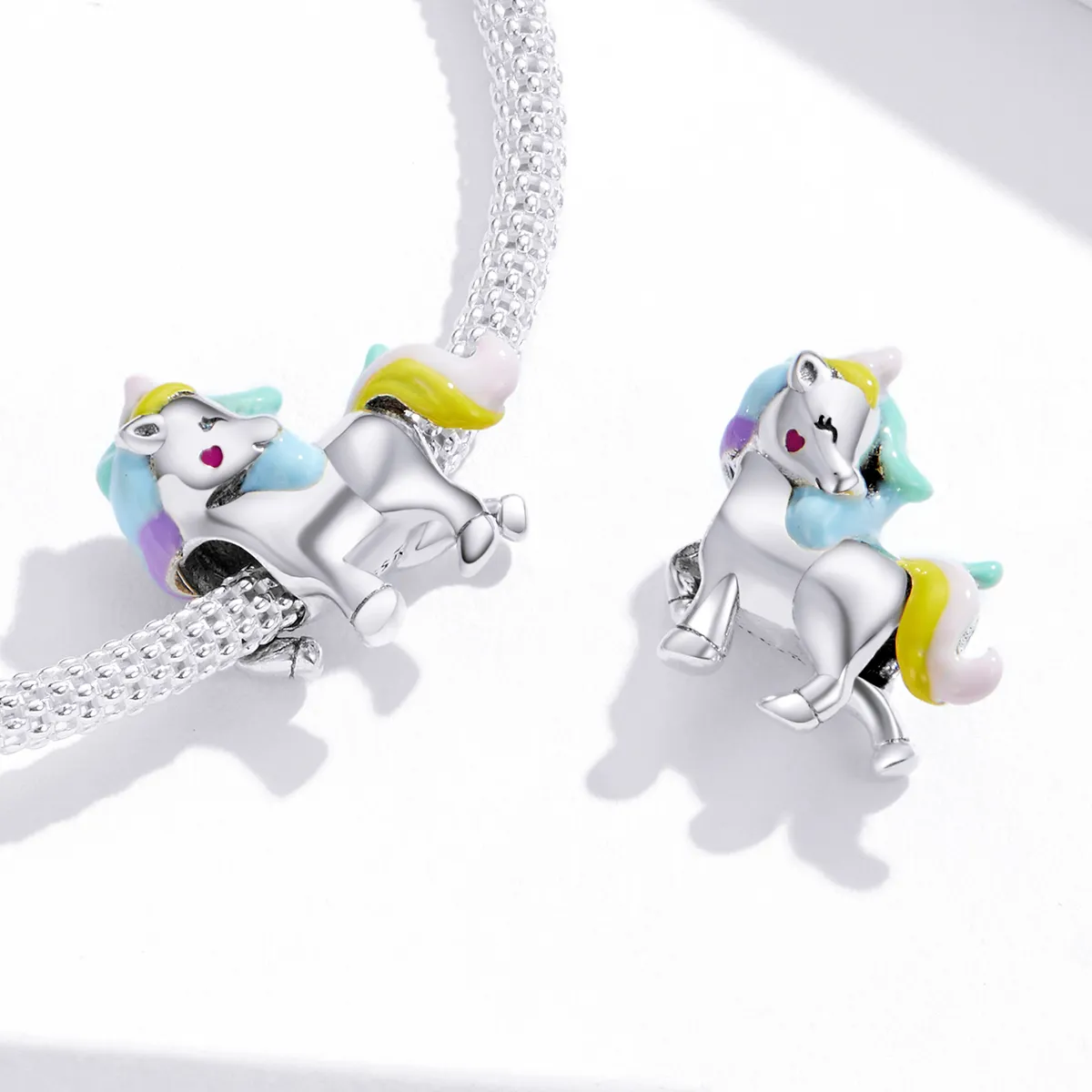 Pandora Style Silver Rainbow unicorn Charm - SCC1500