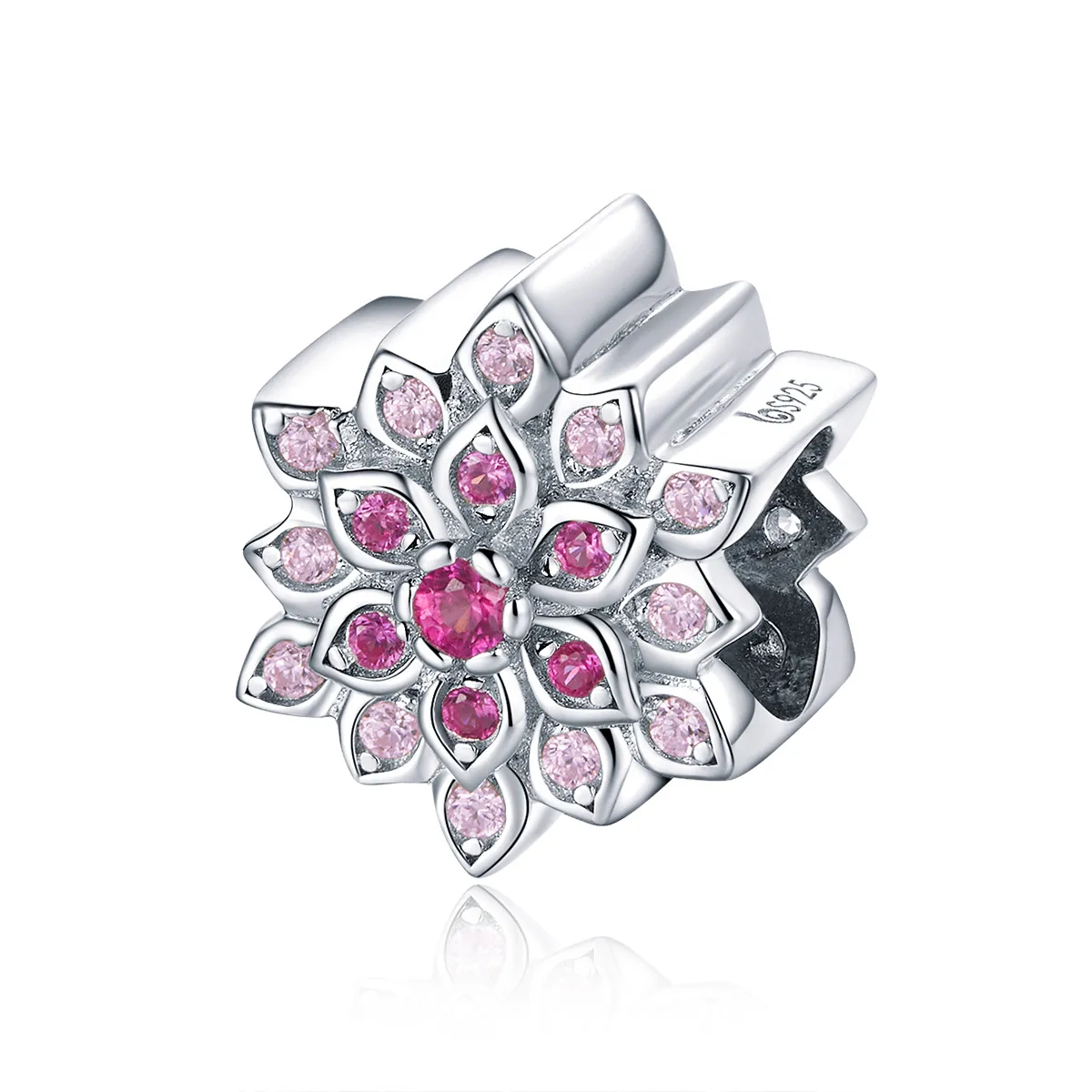 Pandora Style Silver Red Lotus Charm - BSC038
