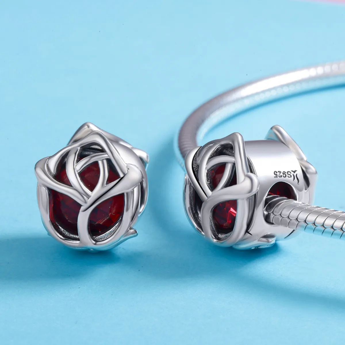 Pandora Style Silver Red Roses Charm - SCC568
