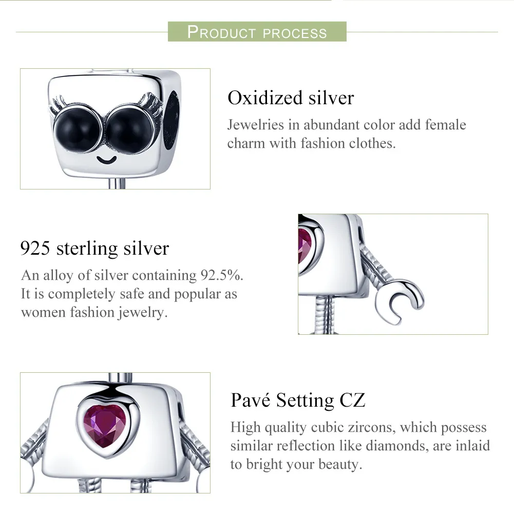 Pandora Style Silver Robot Didi Charm - SCC885