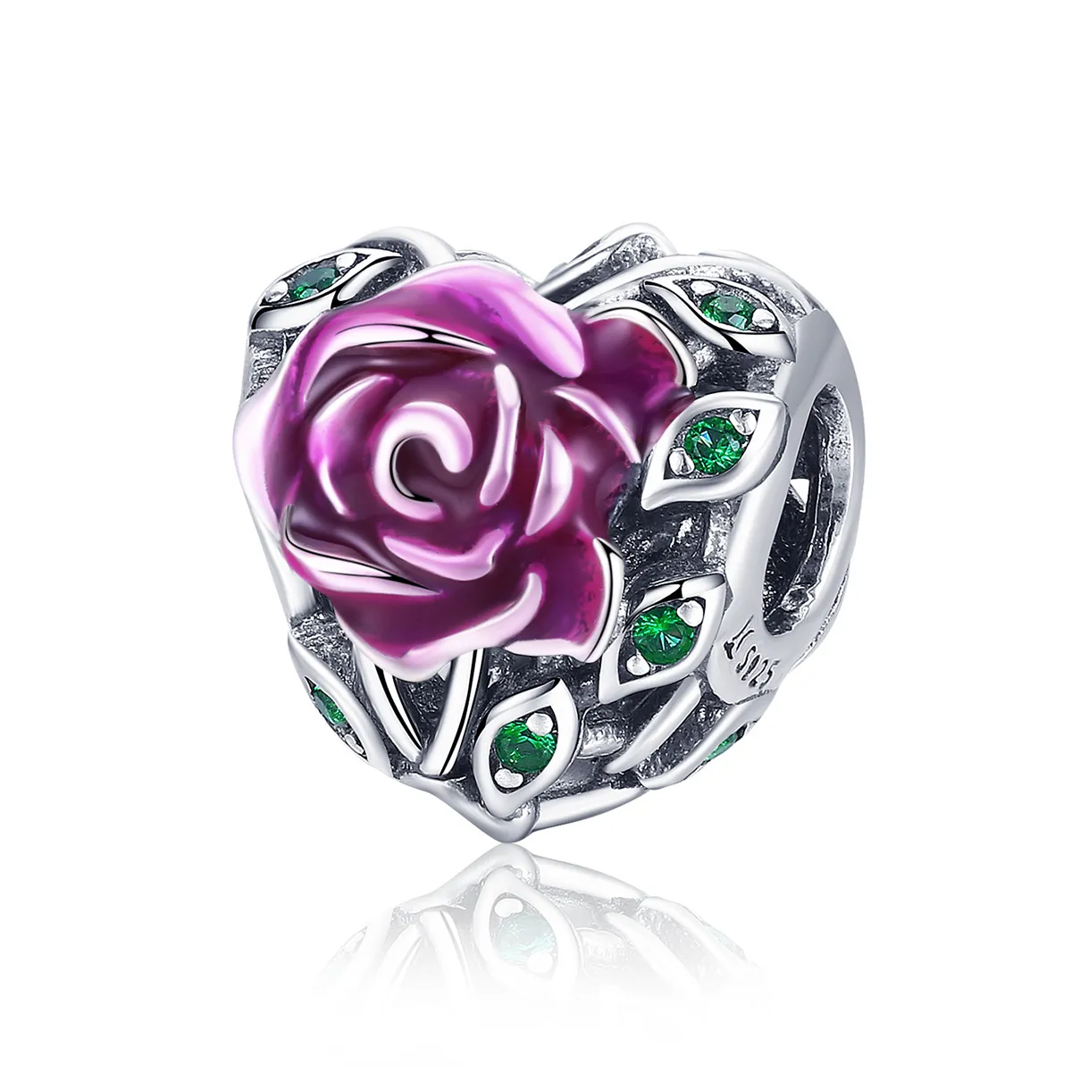 Pandora Style Silver Rose Heart Charm - SCC927