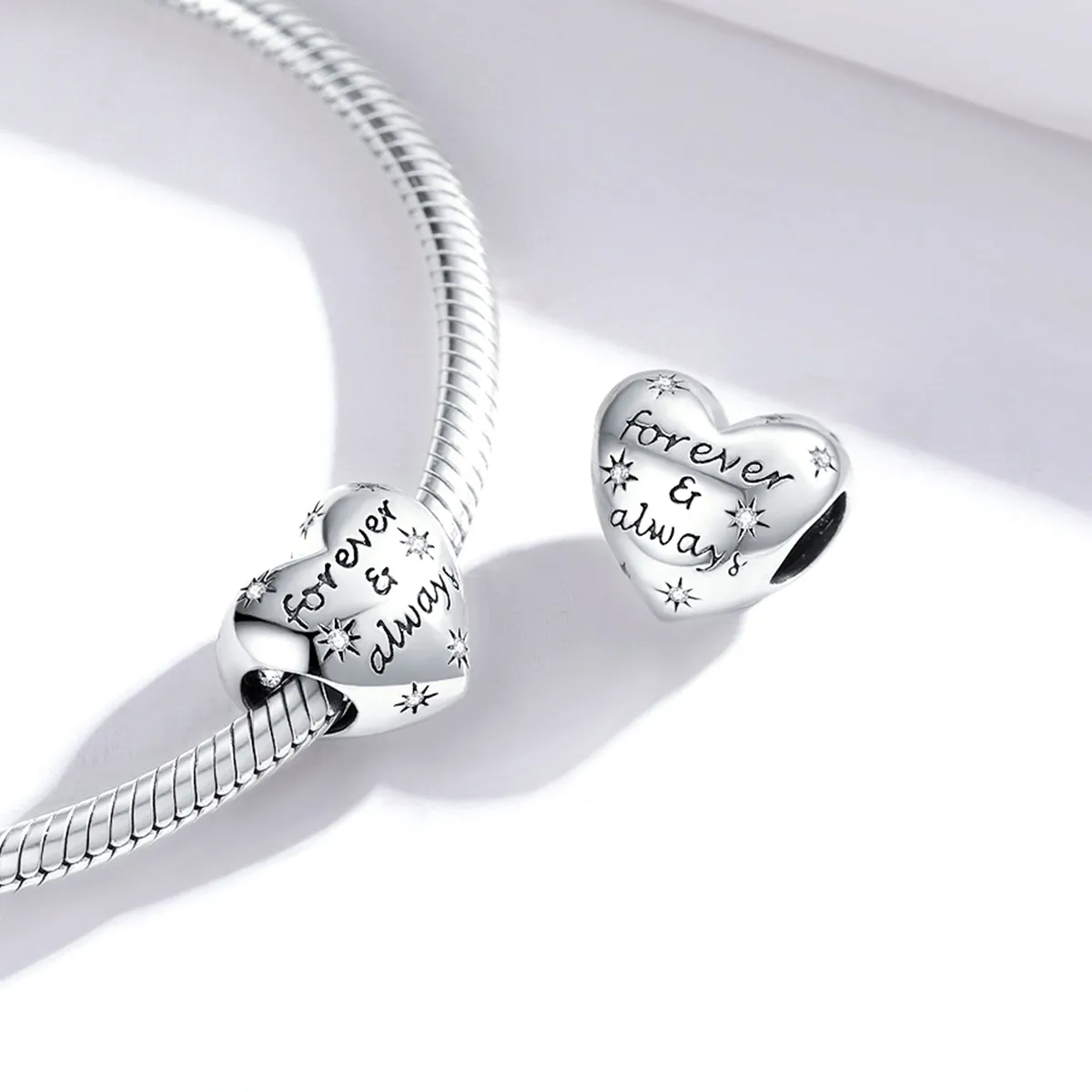 Pandora Style Silver Shining Heart Charm - SCC1735
