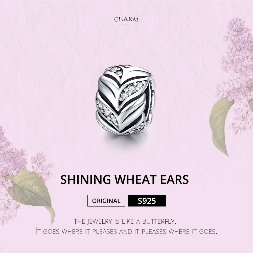Pandora Style Silver Shining Wheat Ears Charm - SCC1614