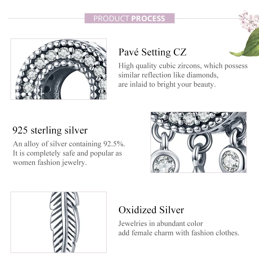 Pandora Style Silver Shiny Feather Charm - SCC1550