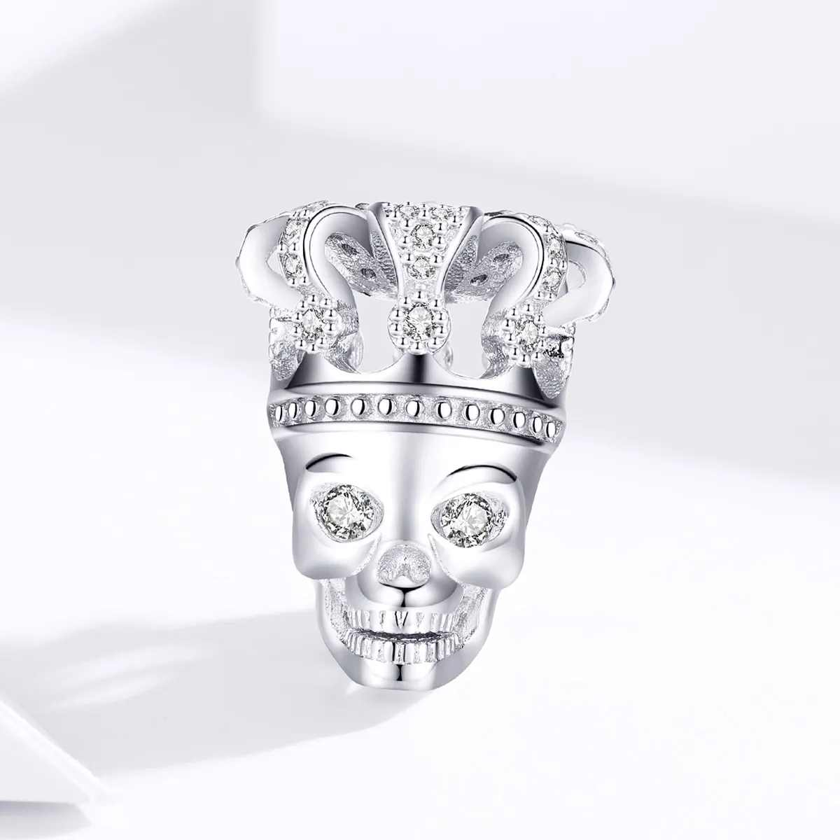 Pandora Style Silver Skull With Crown Charm - SCC1361