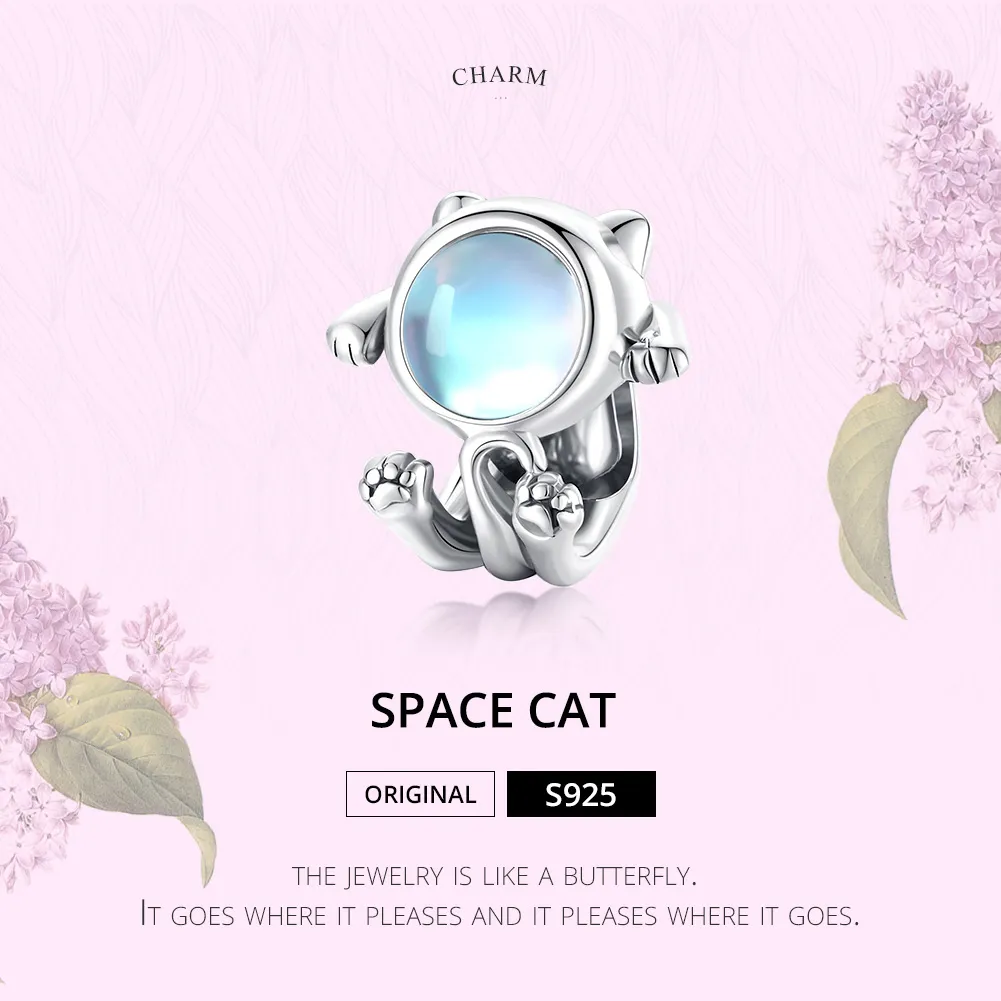 Pandora Style Silver Space Cat Charm - SCC1697