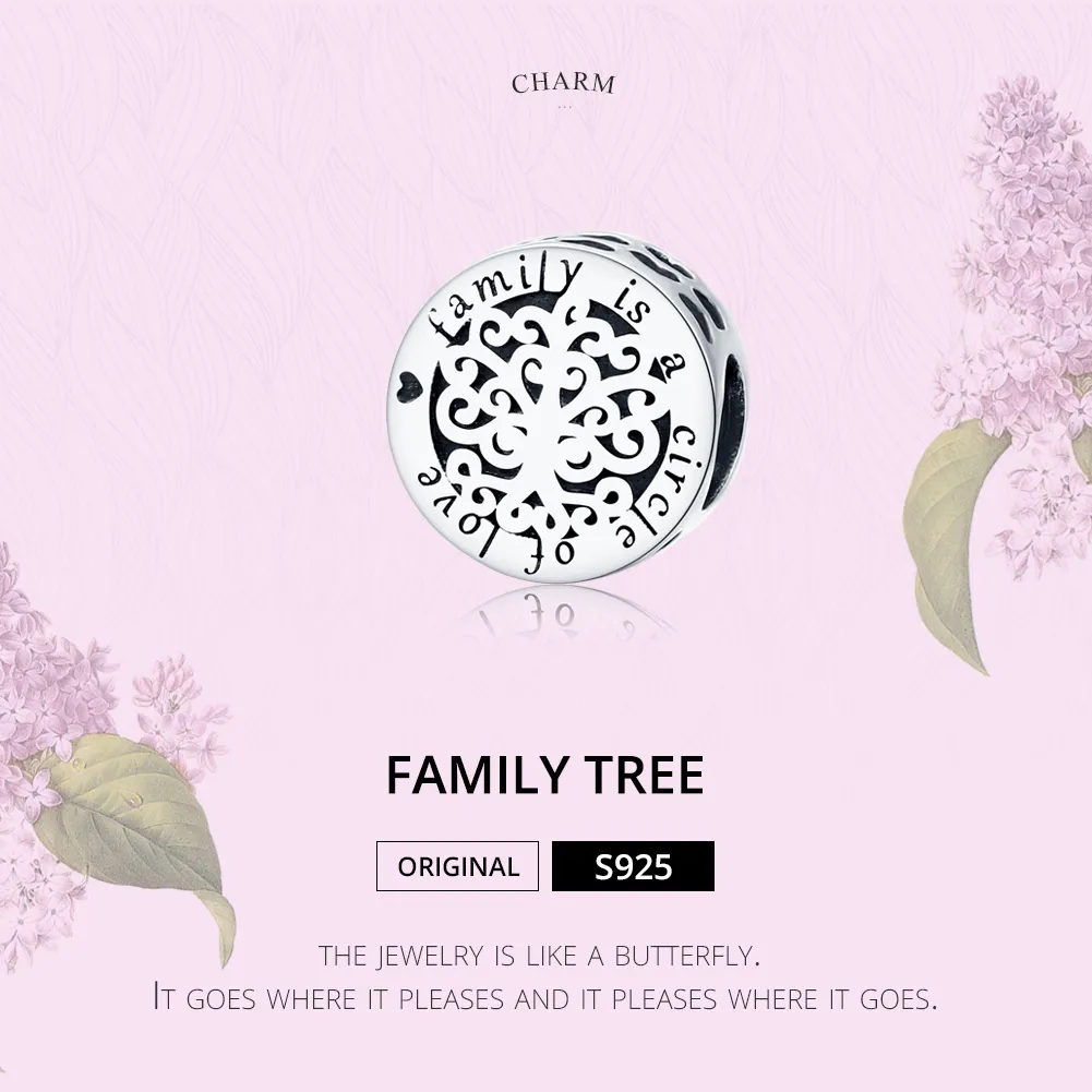 Pandora Style Silver Sparkling Family Tree Charm - SCC1324