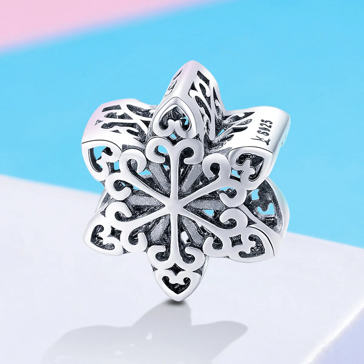 Pandora Style Silver Sparkling Snowflake Charm - SCC719