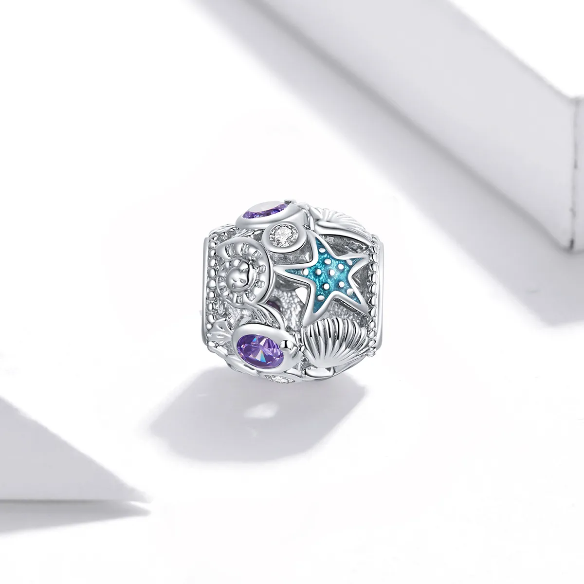 Pandora Style Silver Stars And Shell Charm - SCC1805
