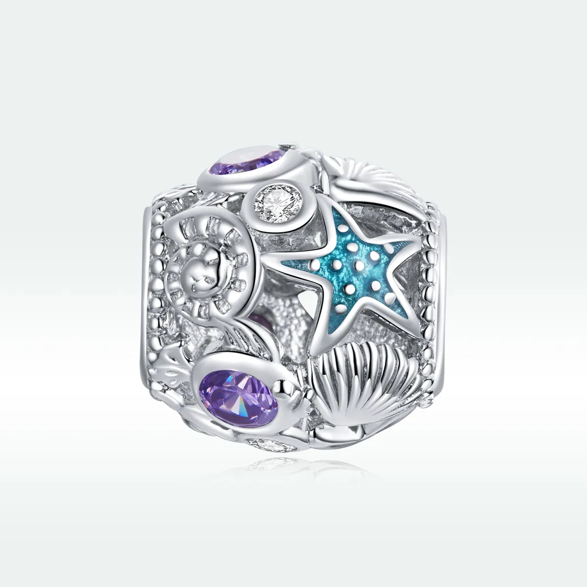 Pandora Style Silver Stars And Shell Charm - SCC1805