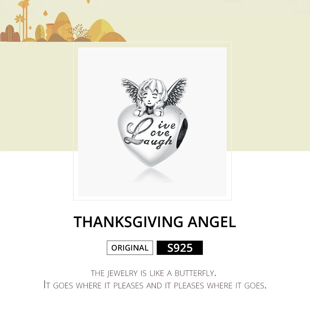 Pandora Style Silver Thanksgiving Angel Charm - SCC1633