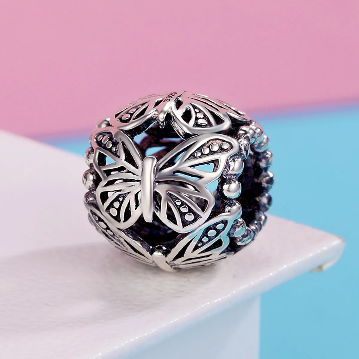 Pandora Style Silver Vintage Butterfly Charm - SCC491