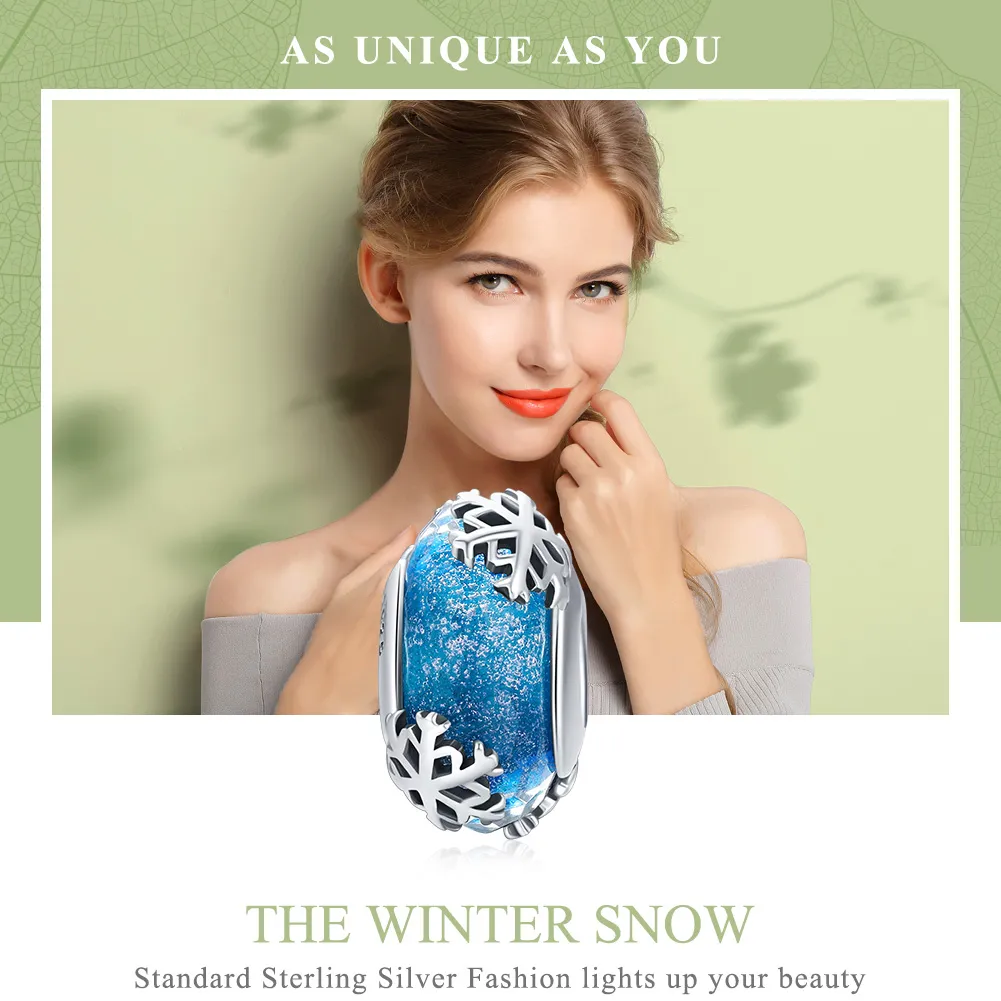 Pandora Style Silver Winter Frozen Snowflakes Charm - SCC862
