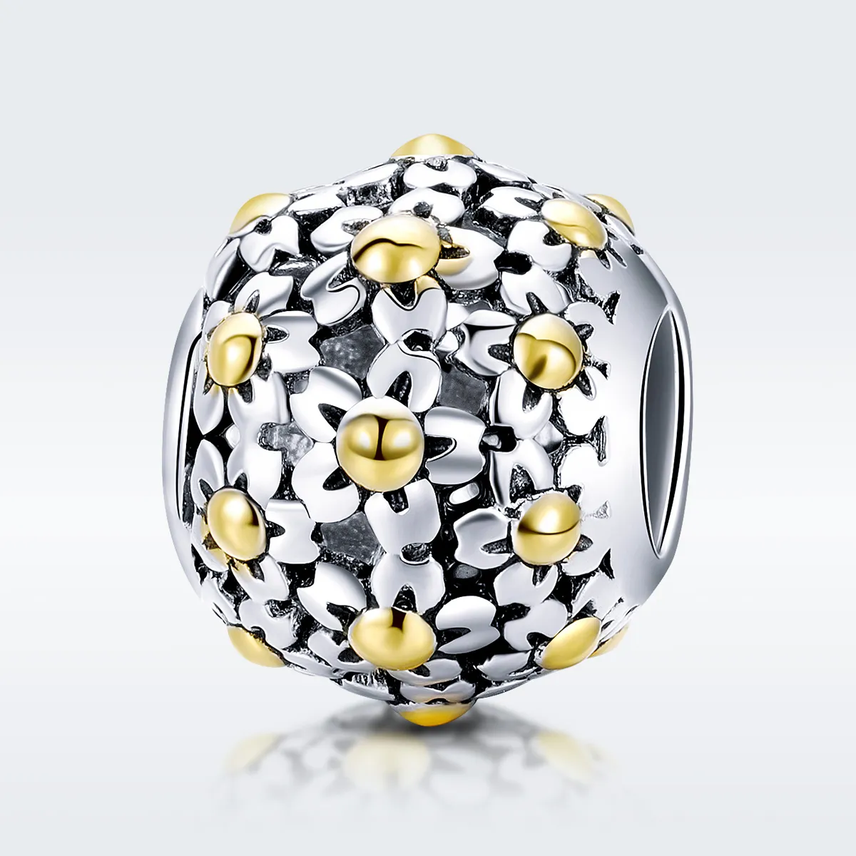 Pandora Style Two Tone Embrace of The Flowers Charm - SCC717