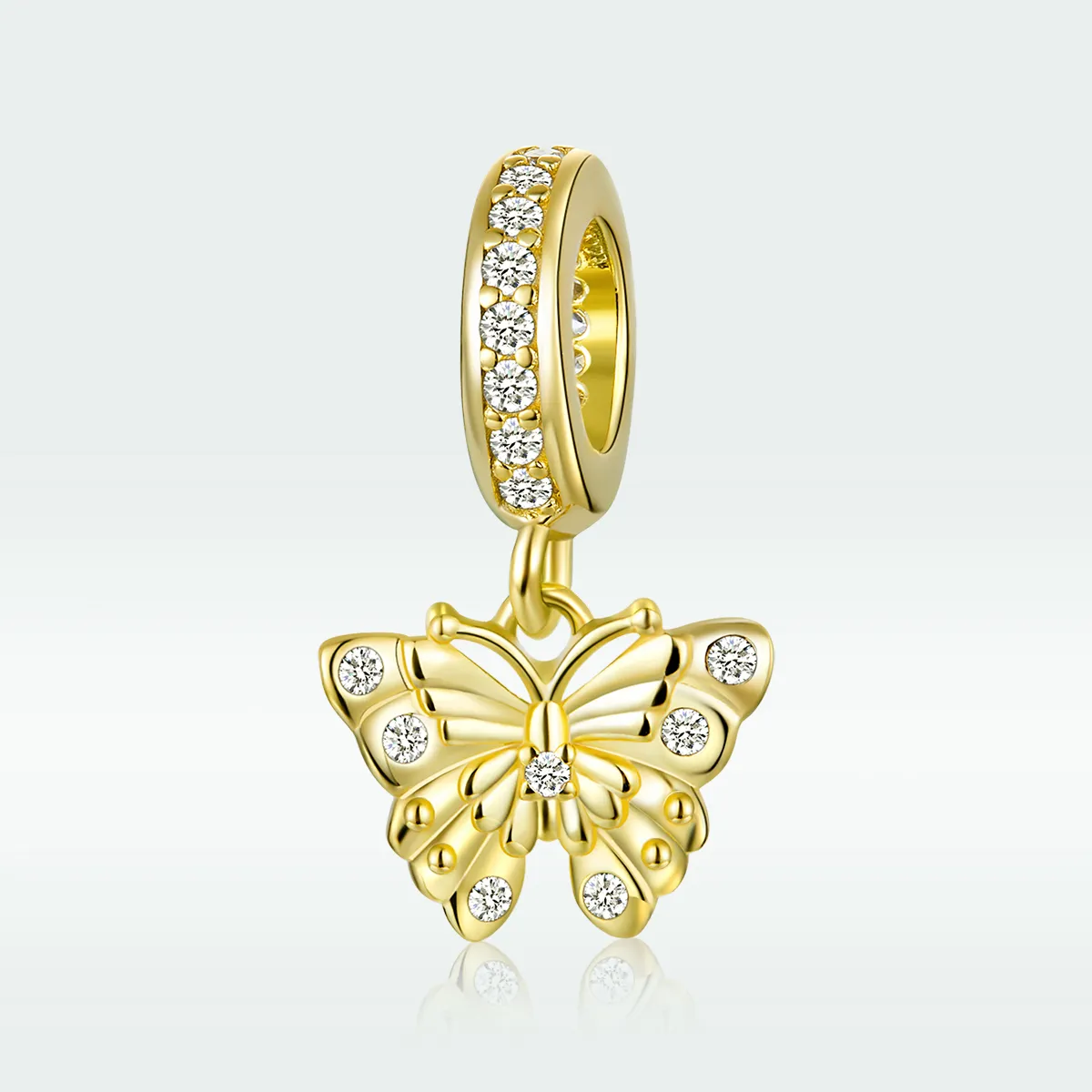 Pandora Style 18ct Gold Plated Golden Butterfly Dangle - BSC248