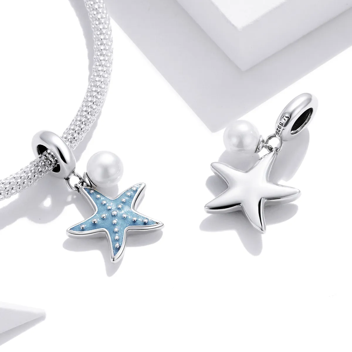 Pandora Style Silver Blue Starfish Dangle - SCC1807