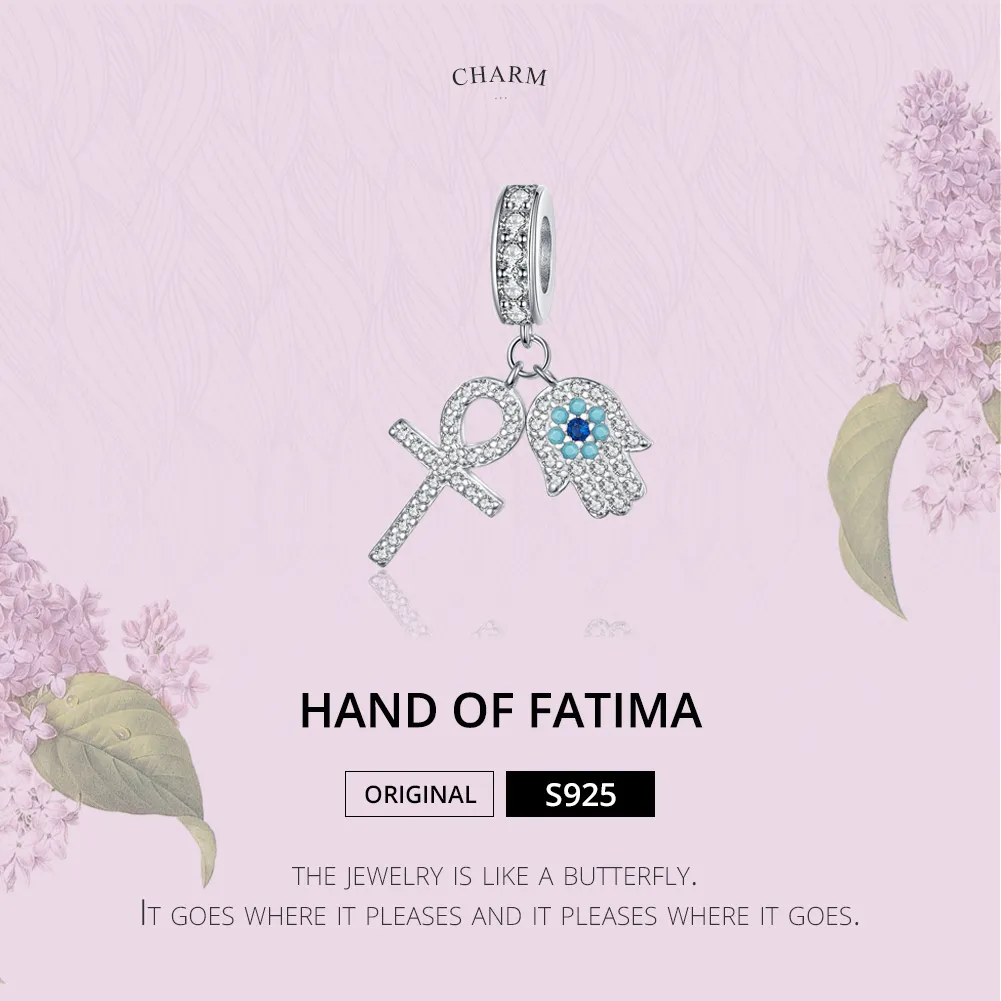 Pandora Style Silver Hand of Fatima Dangle - BSC084