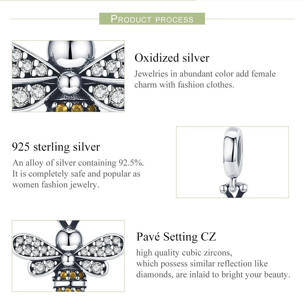 Pandora Style Silver Honey Dangle - SCC821