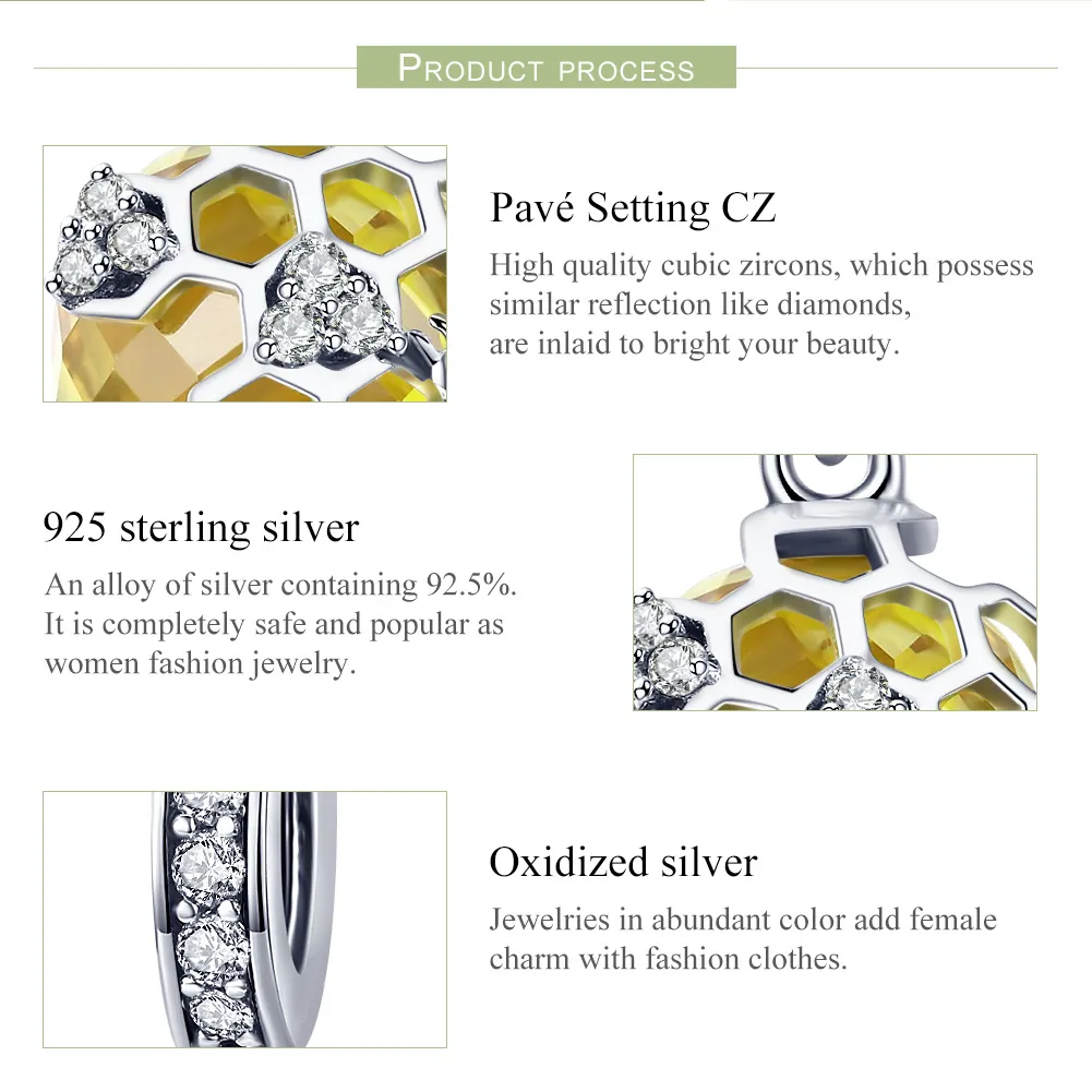 Pandora Style Silver Honeycomb Dangle - SCC879