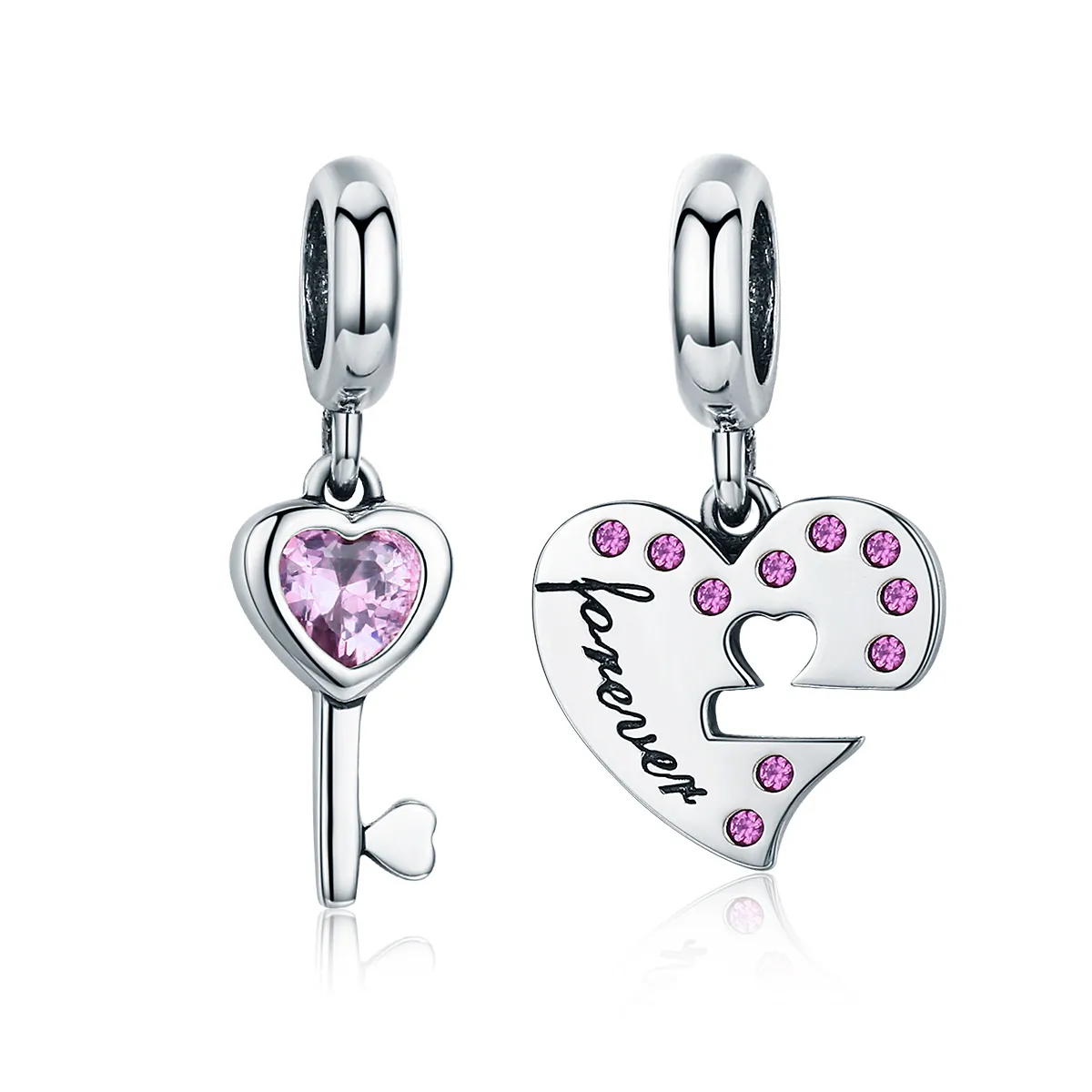 Pandora Style Silver Key of heart Dangle - SCC638