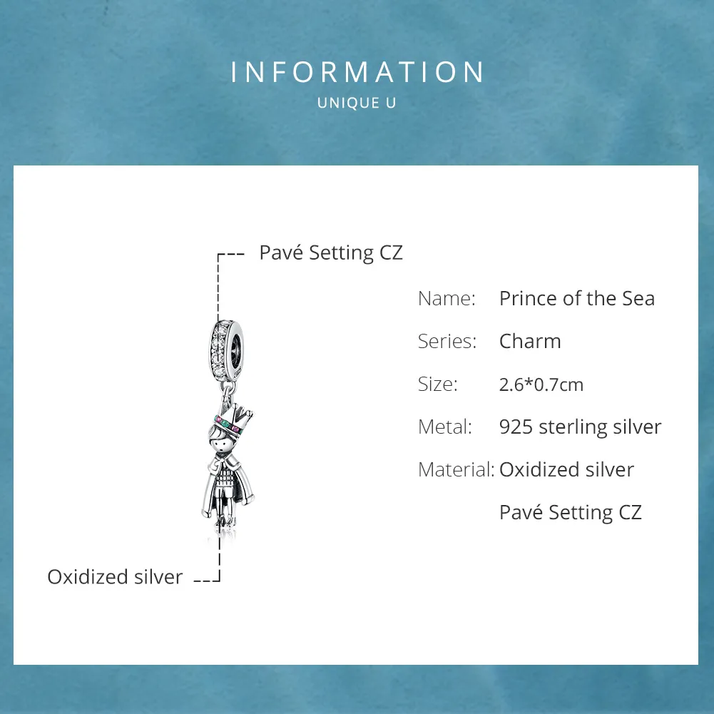 Pandora Style Silver Prince of The Sea Dangle - SCC1584