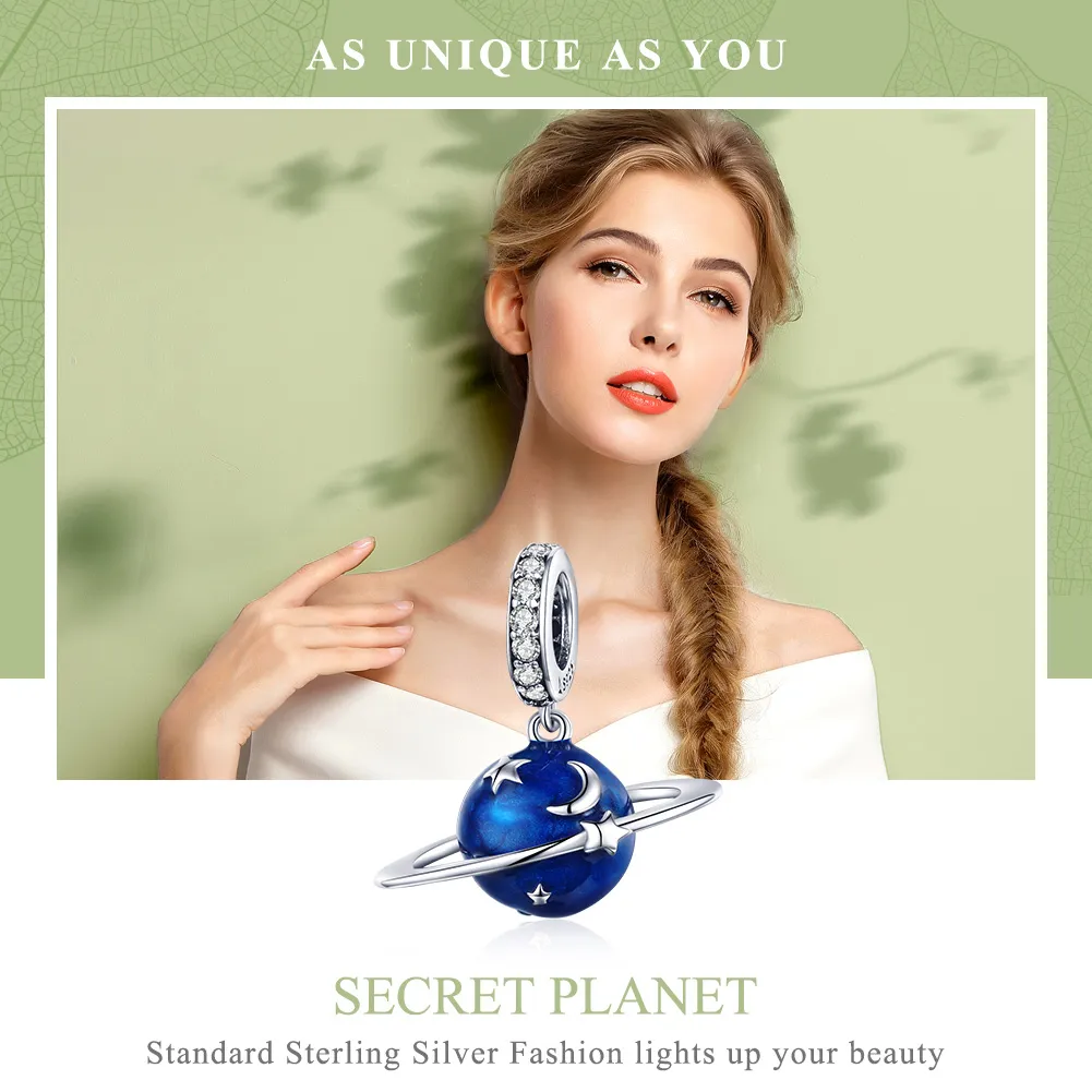 Pandora Style Silver Secret Planet Dangle - SCC933